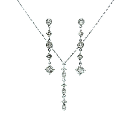 14KT WHITE GOLD DIAMOND NECKLACE CONTEMPORARY STYLE