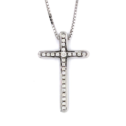 18KT WHITE GOLD DIAMOND CROSS PENDANT