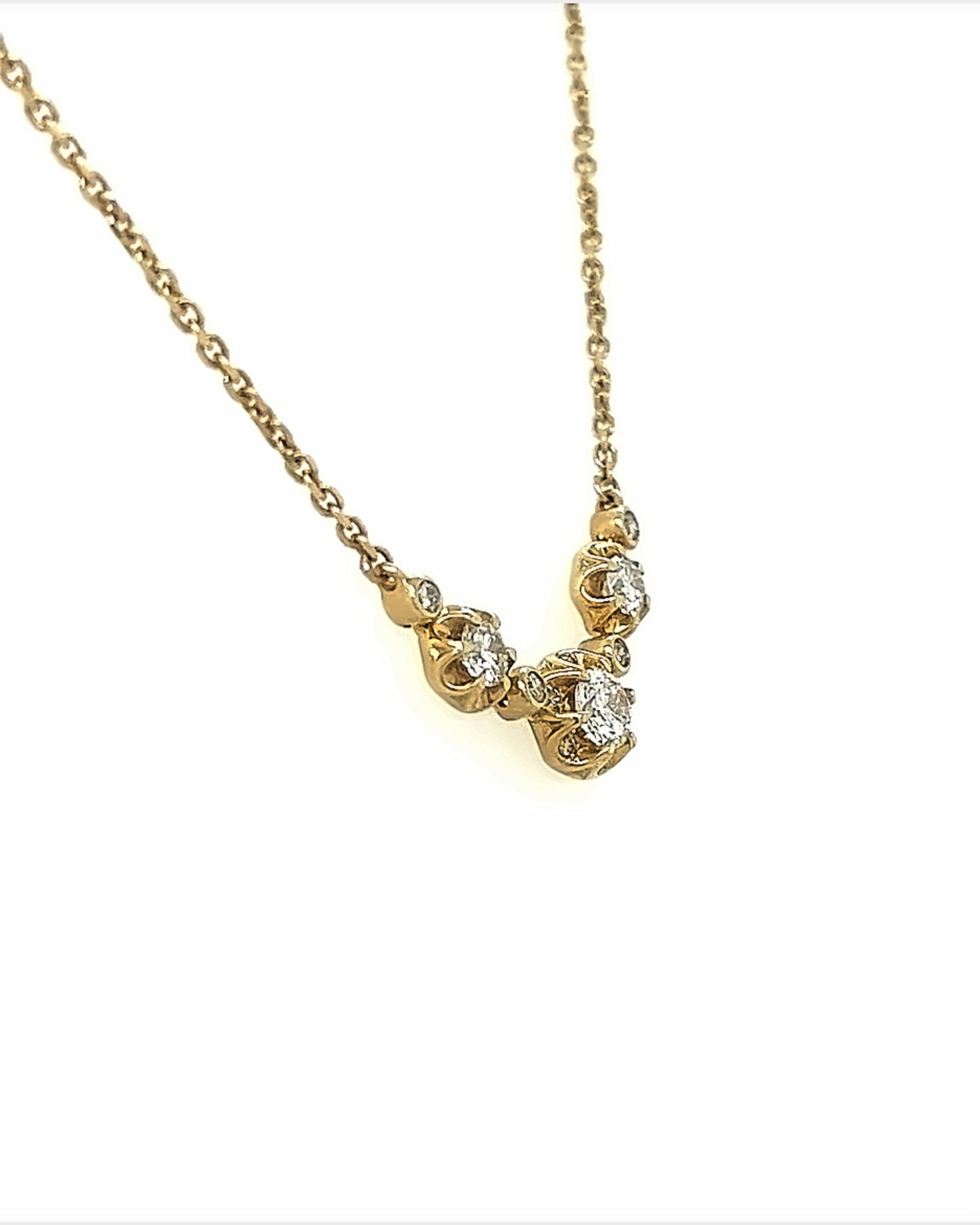 14KT YELLOW GOLD 3 DIAMOND STAGES PENDANT