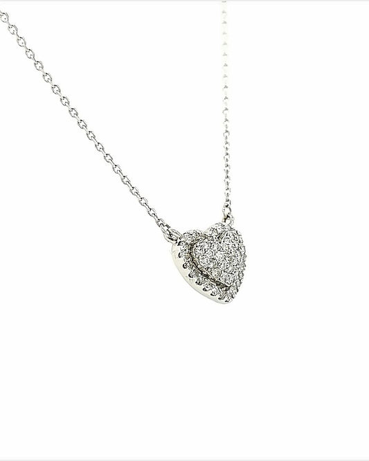 14KT WHITE GOLD DIAMOND HEART WITH HALO