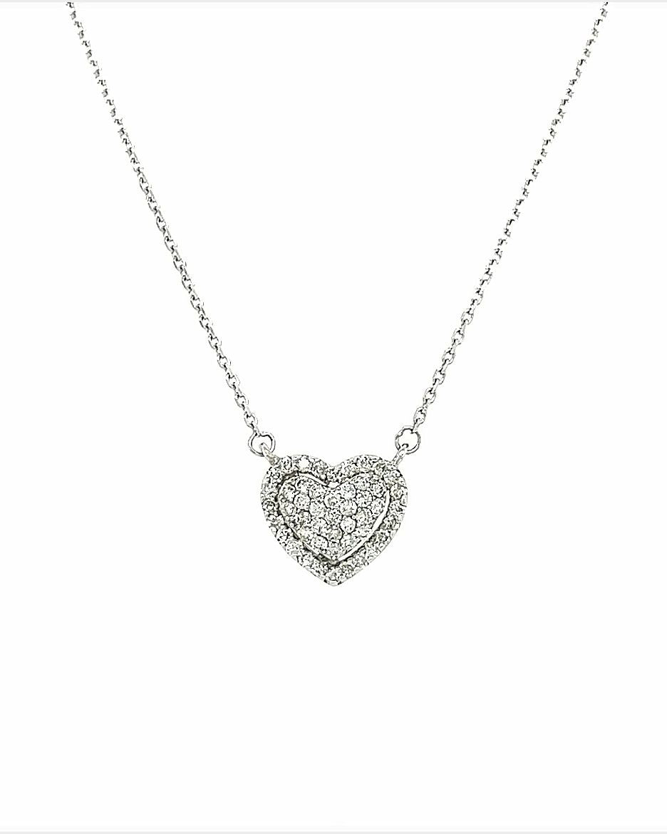 14KT WHITE GOLD DIAMOND HEART WITH HALO