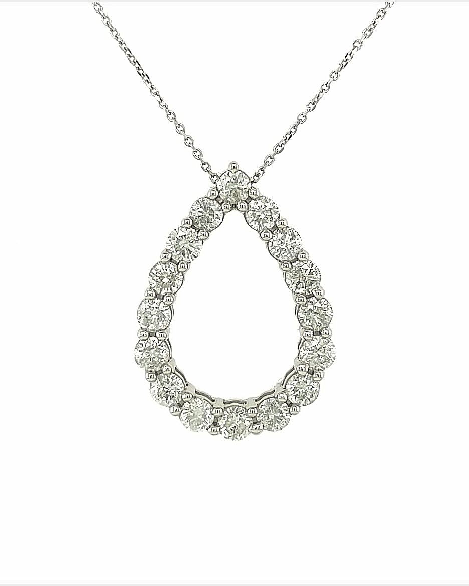 14KT WHITE GOLD DIAMOND TEARDROP PENDANT