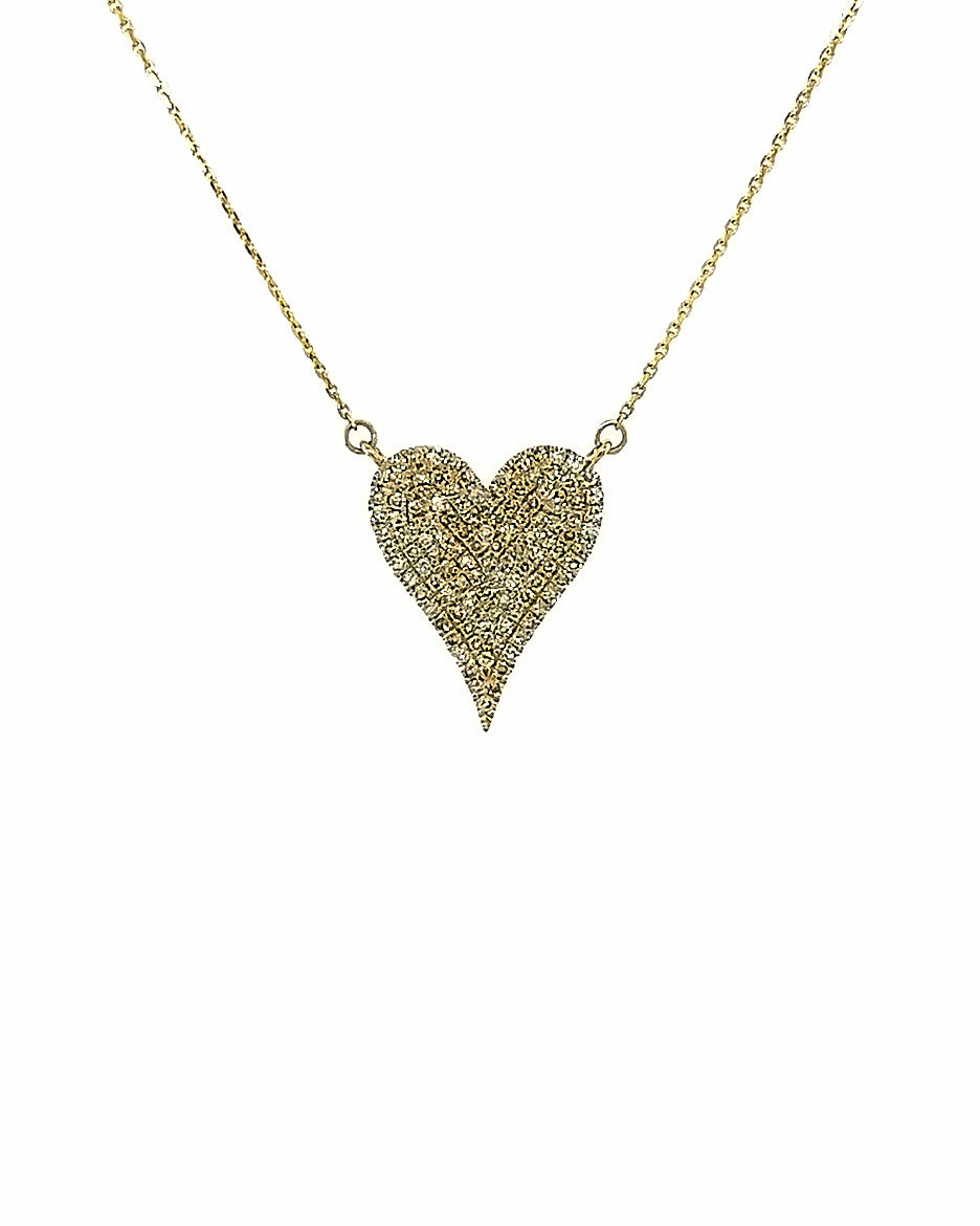 10KT YELLOW GOLD FULL DIAMOND HEART PENDANT