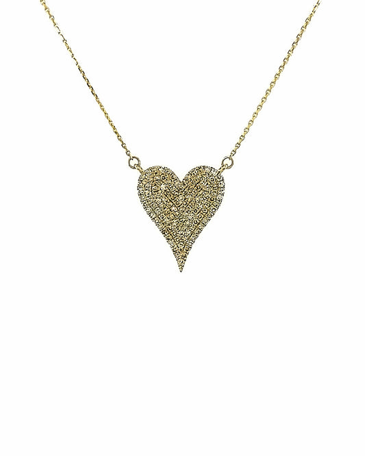 10KT YELLOW GOLD FULL DIAMOND HEART PENDANT