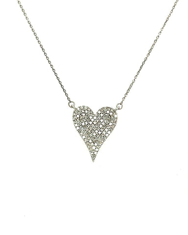 14KT WHITE GOLD FULL DIAMOND HEART PENDANT