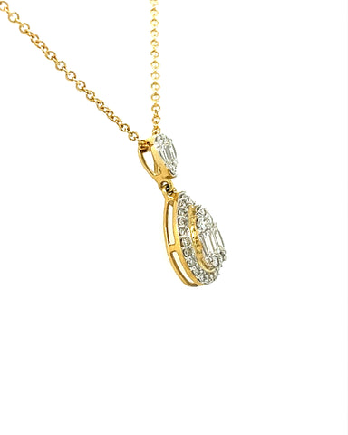 10KT YELLOW GOLD DIAMOND TEARDROP PENDANT