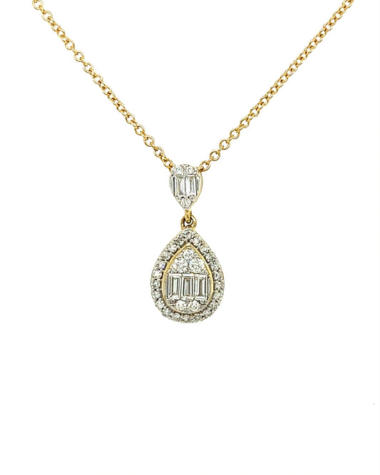 10KT YELLOW GOLD DIAMOND TEARDROP PENDANT