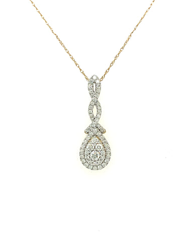 14KT YELLOW GOLD DIAMOND INFINITY DROP PENDANT