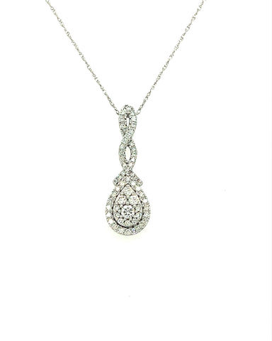 14KT WHITE GOLD DIAMOND INFINITY DROP PENDANT