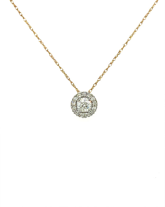14KT YELLOW GOLD DIAMOND CENTER PENDANT