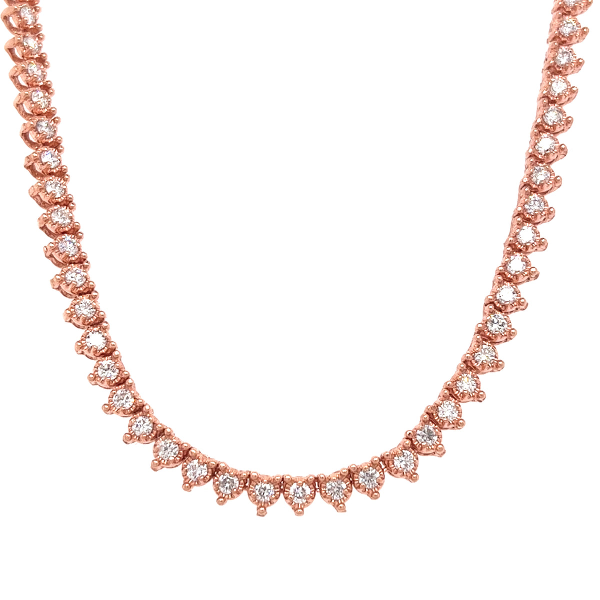 14KT ROSE GOLD DIAMOND TENNIS NECKLACE 18.25"