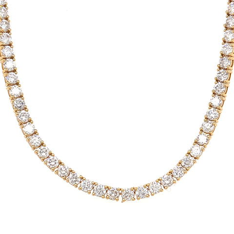 14KT YELLOW GOLD DIAMOND TENNIS NECKLACE 16"