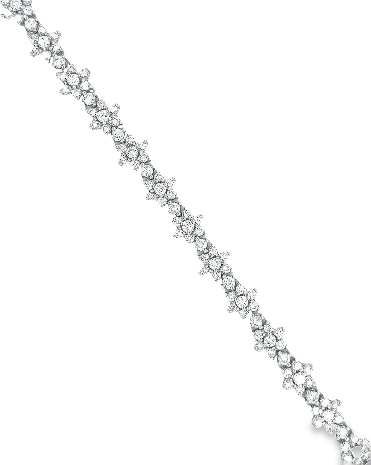 18KT WHITE GOLD FLOWER DIAMOND TENNIS BRACELET