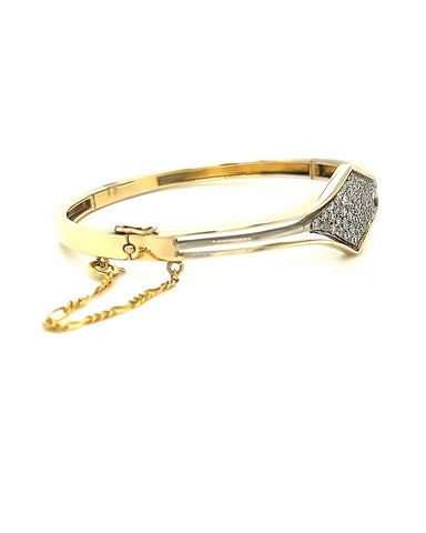 18KT YELLOW GOLD DAINTY RHOMBUS FULL OF DIAMONDS BANGLE