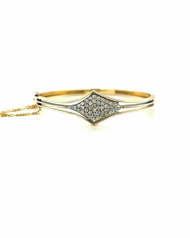 18KT YELLOW GOLD DAINTY RHOMBUS FULL OF DIAMONDS BANGLE