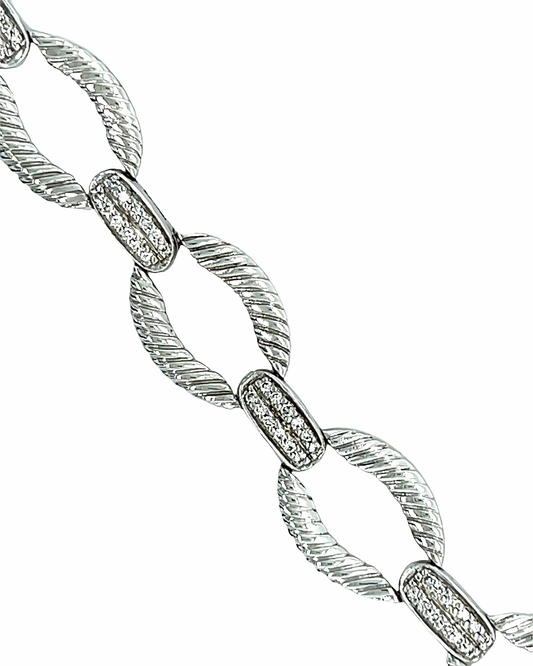 14KT WHITE GOLD ROPE STYLE WITH DIAMOND BRACELET
