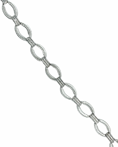 14KT WHITE GOLD ROPE STYLE WITH DIAMOND BRACELET