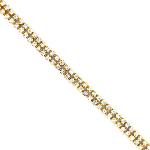 14KT YELLOW GOLD DIAMOND TENNIS  DOUBLE ROW BRACELET