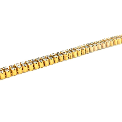 14KT YELLOW GOLD DIAMOND TENNIS  DOUBLE ROW BRACELET