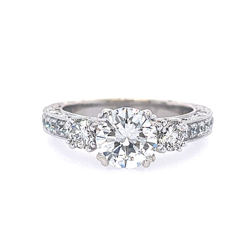 18 KT WHITE GOLD 3 STONES ENGAGEMENT RING - 2.47 CT