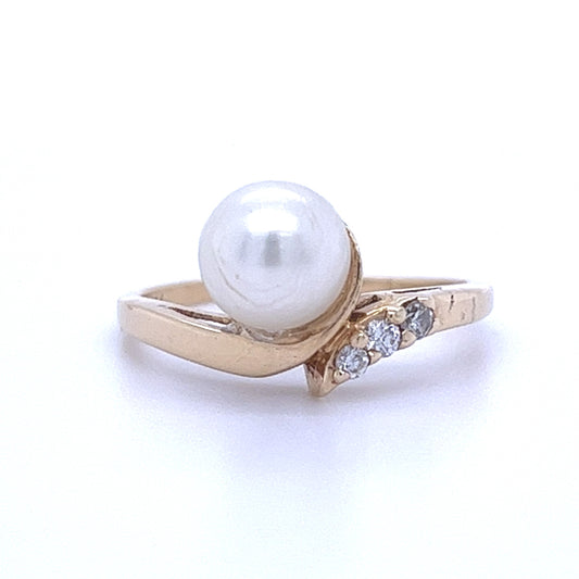 14KT YELLOW GOLD PEARL RING 2MM