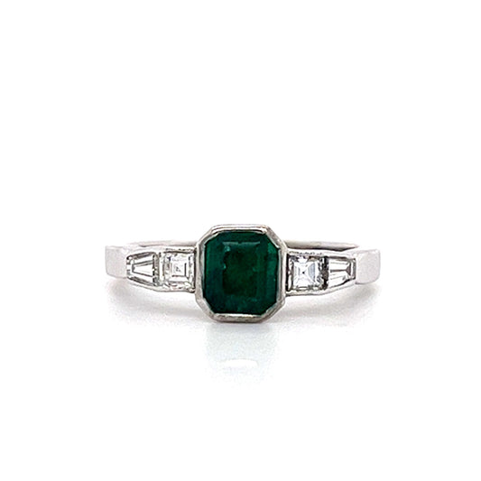 14KT WHITE GOLD NATURAL EMERALD RING