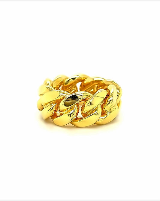 10KT YELLOW GOLD CUBAN RING HANDMADE