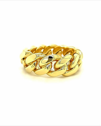 10KT YELLOW GOLD CUBAN RING 20 GRAMS