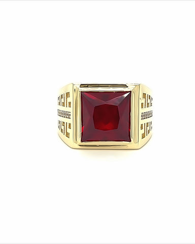 14KT YELLOW GOLD RUBY MEN'S RING