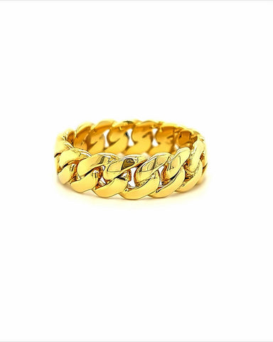 10KT YELLOW GOLD CUBAN RING SIZE14