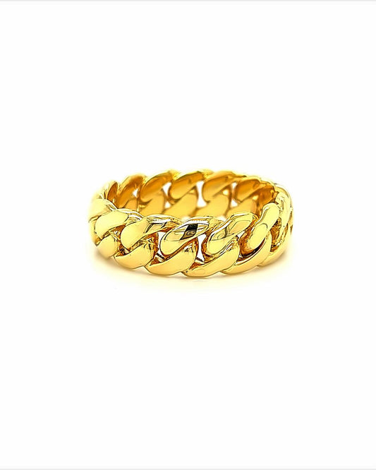 10KT YELLOW GOLD CUBAN RING SIZE12