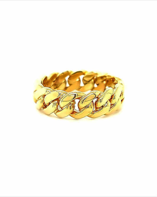 10KT YELLOW GOLD CUBAN RING SIZE13.5