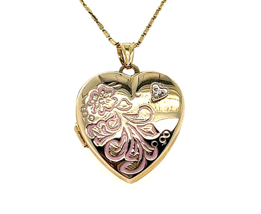 14KT YELLOW GOLD HEART LOCKED PENDANT