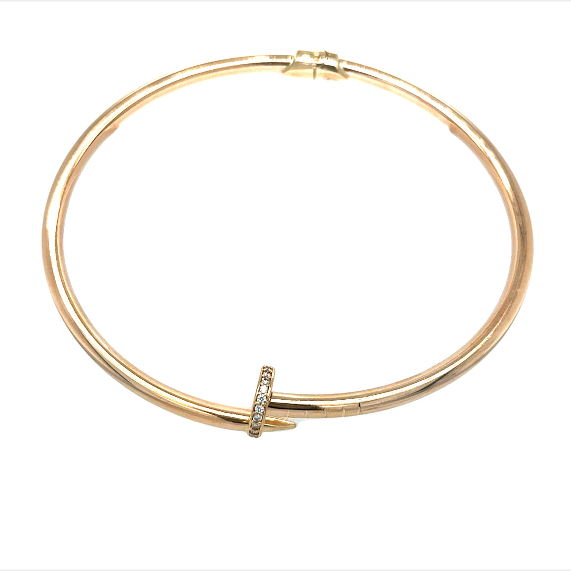 14KT YELLOW GOLD FINE NAIL BANGLE WITH CZ