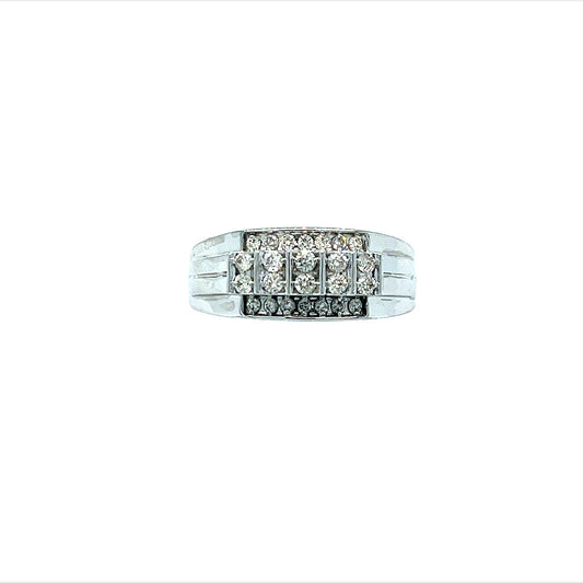 10KT WHITE GOLD FANCY DIAMOND MENS BAND