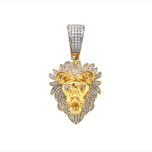 10KT YELLOW GOLD DIAMOND LION WITH DIAMOND BAIL CHARM