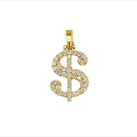 10KT YELLOW GOLD SOLID DIAMOND DOLLAR SIGN $