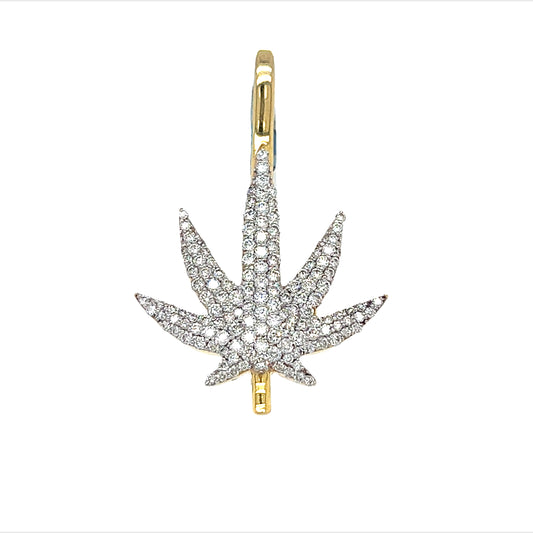 10KT YELLOW GOLD DIAMOND MARIHUANA LEAF CHARM