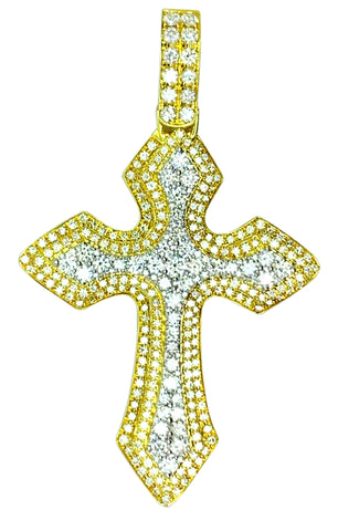 14 KT - TT Gold Diamond Cross Pendant - 4.12 CT