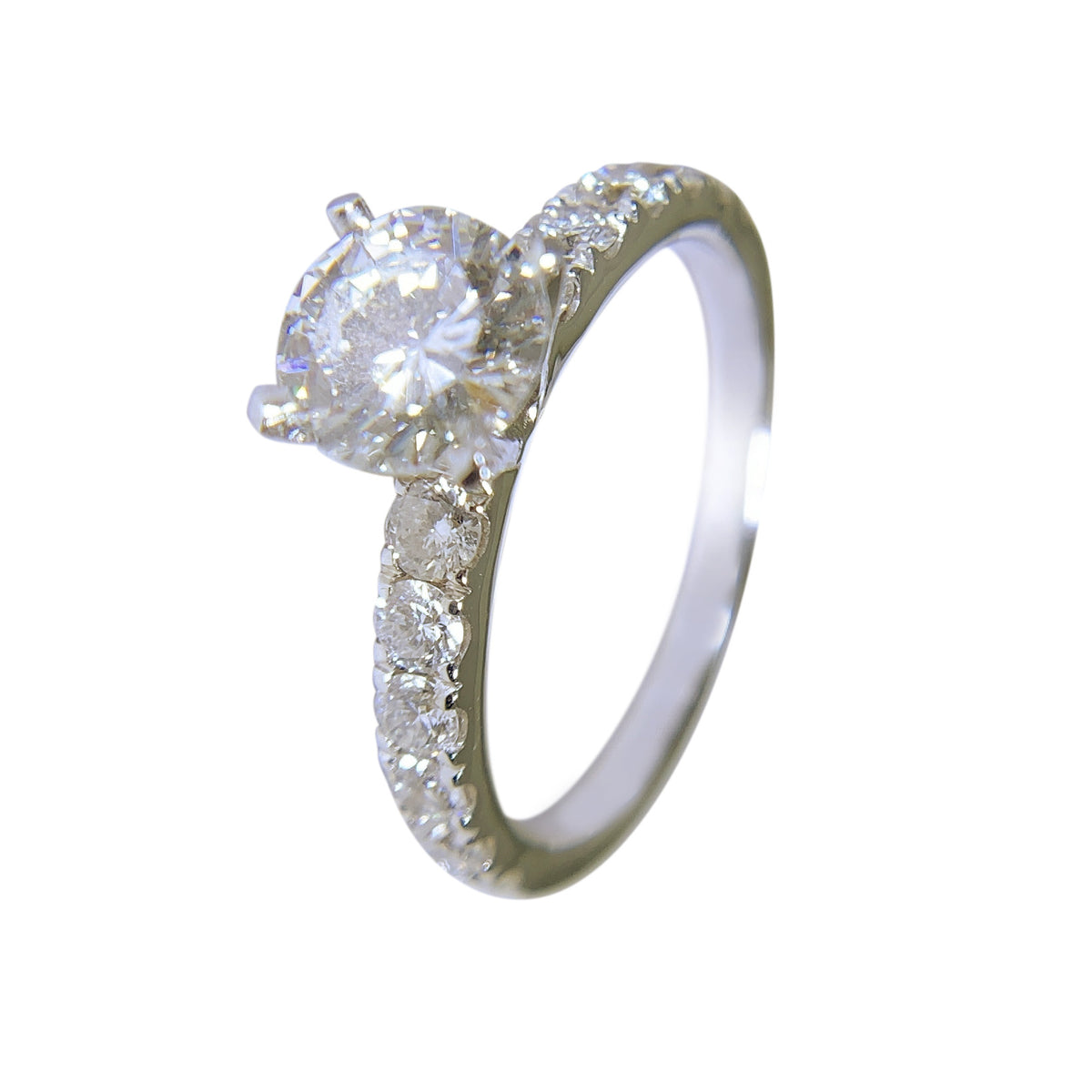 14 KT WHITE GOLD - ROUND DIAMOND ENGAGEMENT RING - 1.89 CT