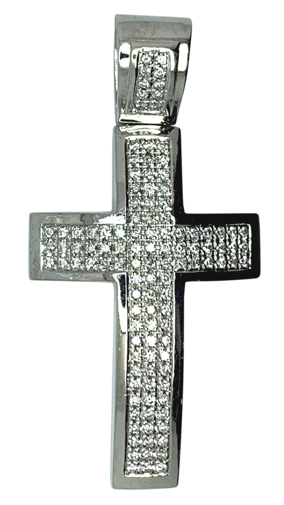 14KT- White Gold Mens Diamond Cross Pendant - 2.36 Ctw