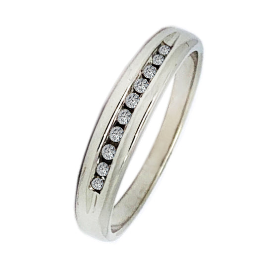 10 KT WHITE GOLD ROUND DIAMONDS WEDDING BAND - 0.20 CT