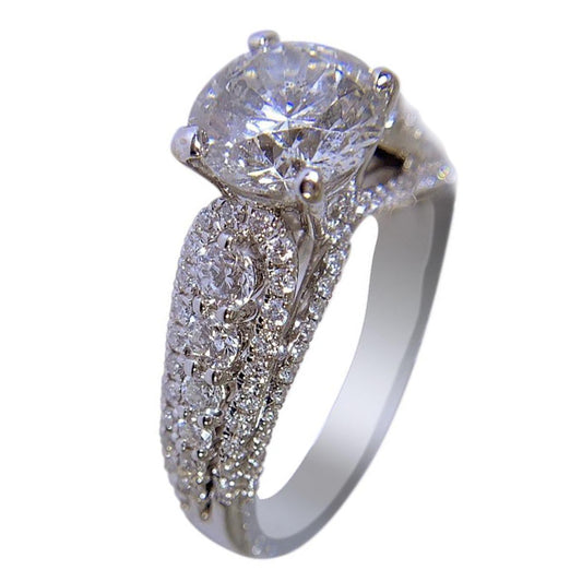 18K WHITE GOLD WOMENS DIAMOND RING - 1.29 CT