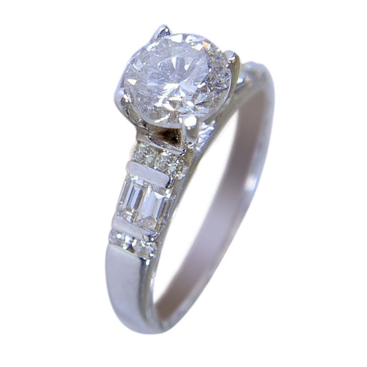 18K WHITE GOLD - WOMENS DIAMOND RING - SET - 1.88 CT