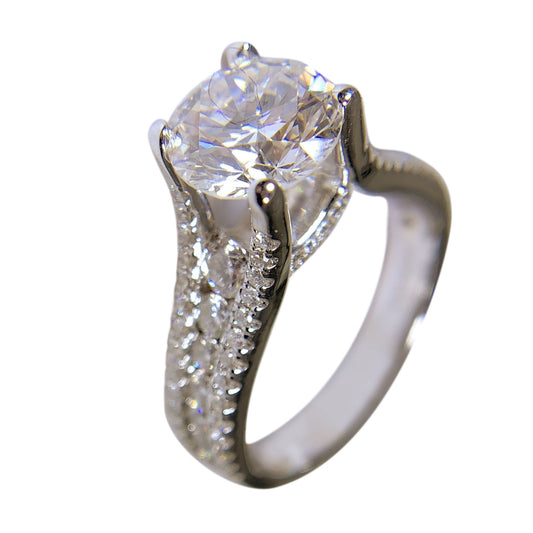 18K WHITE GOLD ENGAGEMENT WOMENS DIAMONDS RING -  2.08 CT