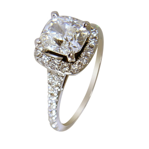 14 KT WHITE GOLD - WOMENS DIAMOND RING - 1.69 CT