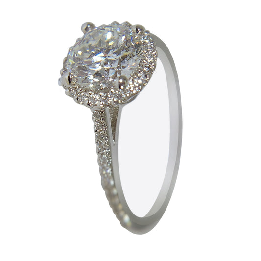 14 KT WHITE GOLD - ROUND DIAMOND ENGAGEMENT RING - 2.55 CT