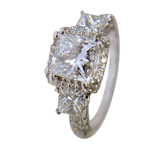 PLATINUM - PRINCESS DIAMOND RING - 2.01 CT