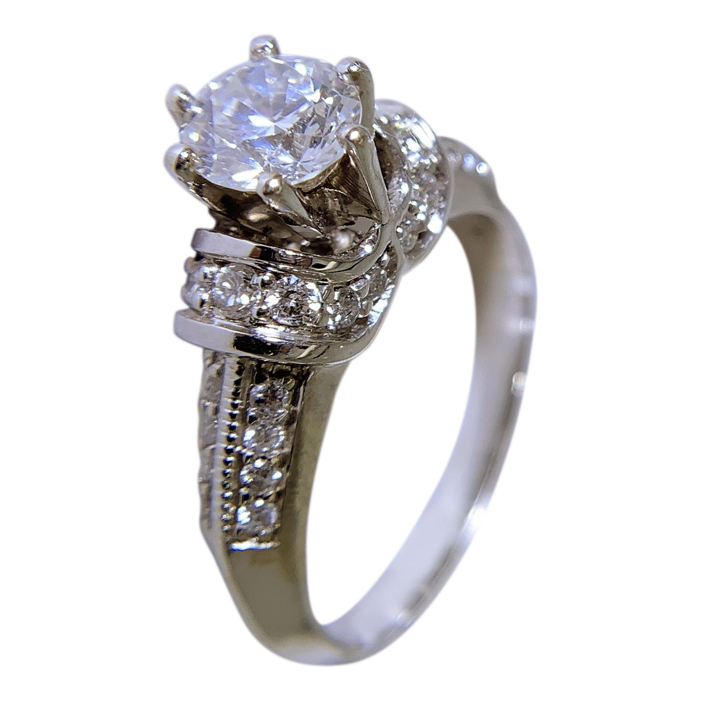 14 KT WHITE GOLD WOMENS DIAMON ENGAGEMENT RING - 1.43 CT