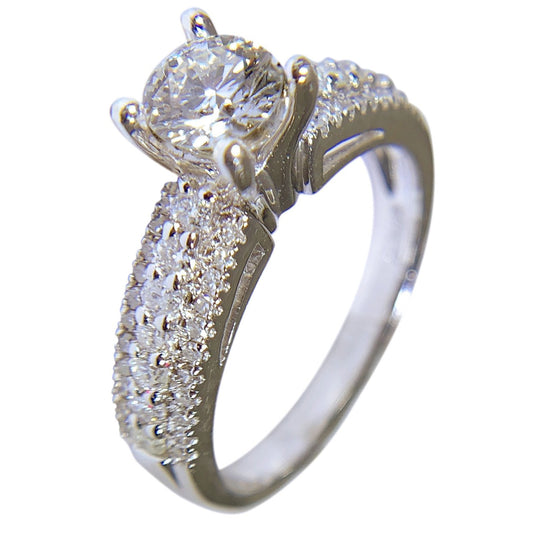 14 WHITE GOLD - ROUND DIAMOND WOMENS RING - 1.78 CT